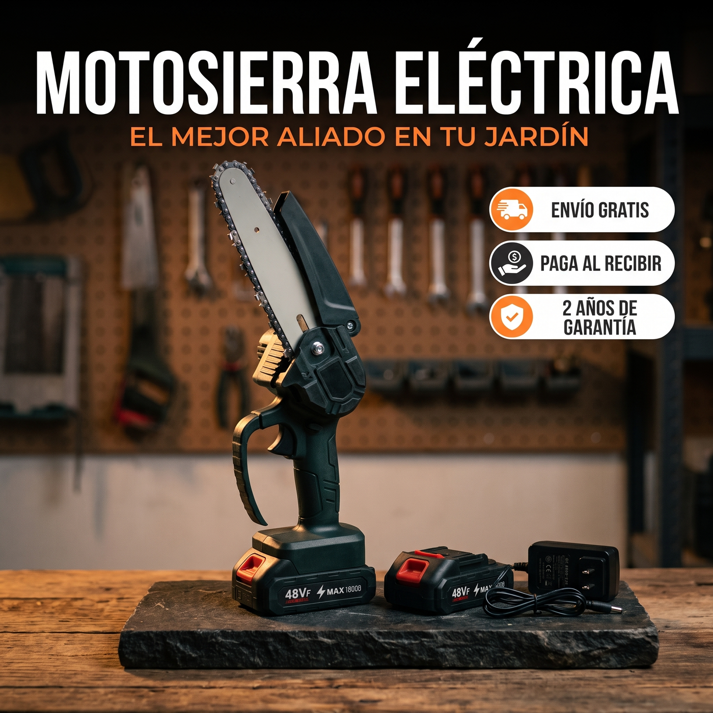 Mini Motosierra Eléctrica Norvek Recargable Inalámbrica